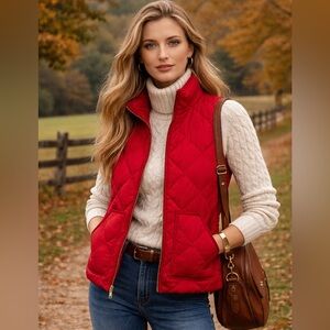J. Crew Red Quilted Vest